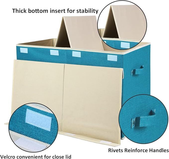 popoly Large Toy Box Chest Storage with Flip-Top Lid, Collapsible Toy Bin Storage Organizer for Boys, Kids, Girls, Toys, Play