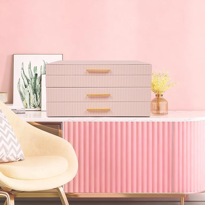 Dajasan Jewelry Box Organizer, 3-Tier Jewelry Storage Organizer with 2 Drawers, Large Jewelry Box for Girls Women, PU Leather