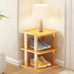 SAN HE Bamboo Shoe Rack 3Tier- Vertical Shoe Rack for Small Spaces, Tall Narrow Shoe Rack Organizer for Closet Entryway Corne