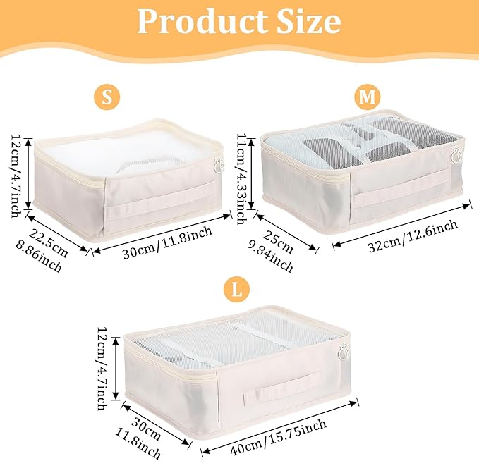 12 Pcs Packing Cubes for Suitcase Travel Luggage Bags Bulk Mesh Organizer Set for Hiking Camping Backpacking Clothes Accessor