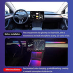 LED Car Ambient Lighting Strip for Tesla High Brightness with APP Control Multiple Colors and Car LED Strip Lighting Neon Lights for Model 3/Y (Dashboard& 4 Floor Lights)