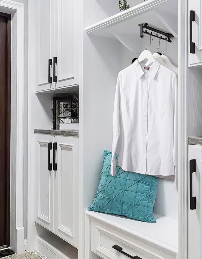 Heavy Duty Extendable Pull Out Closet Rod - Sliding Wardrobe Closet Rod for Increased Storage Space - Hanging Rod Ideal for C