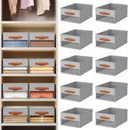 Homsorout Drawer Organizers and Storage - 10 Pack Foldable Pants Organizer with Clear Window & Handles, Fabric Closet Organiz