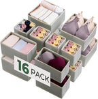 Kootek 16 Pack Drawer Organizer Clothes, Dresser Drawer Organizers for Clothing Fabric Foldable Closet Organizers and Storage