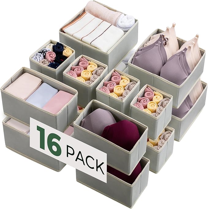 Kootek 16 Pack Drawer Organizer Clothes, Dresser Drawer Organizers for Clothing Fabric Foldable Closet Organizers and Storage