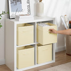 StorageWorks Beige Storage Cubes, 11 Inch Cube Storage Bins with Handle, Cube Storage Organizer Bins for Shelves and Closet, 