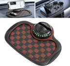 Multifunction Car Anti Slip Mat,360° Rotatable Phone Holder Dashboard Pad with Temporary Parking Number for Phone Sunglasses 