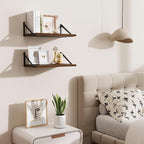 Floating Shelves for Wall,18" Wall Mounted Shelves Set of 2,Wood Floating Shelf with Bracket,Sturdy Metal Bracket Bookshelves