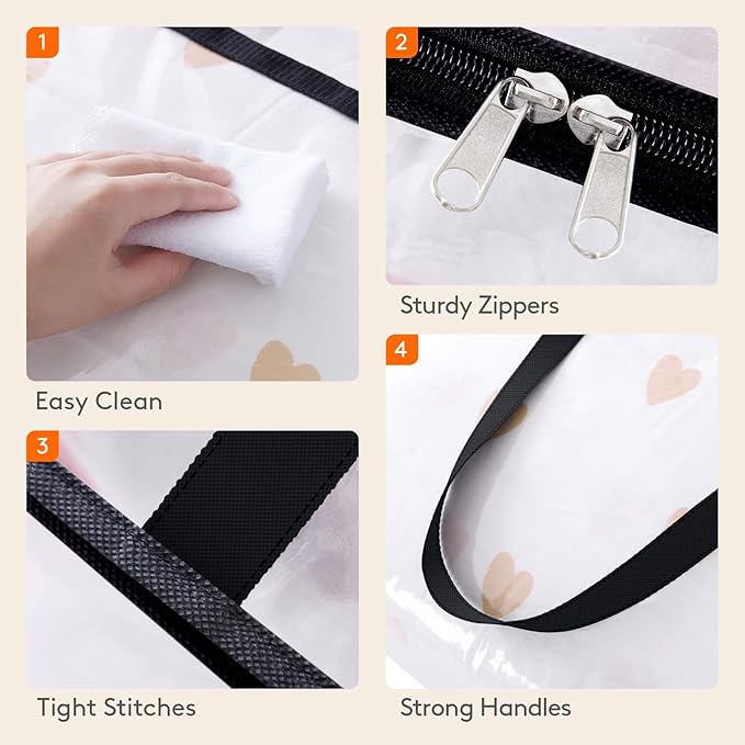 Lifewit 6 Pack Clear Clothes Storage Bags, 75L Plastic Blanket Storage Bag, Vinyl Foldable Moving Bags with Zipper, Closet Or