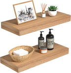 INHABIT UNION Oak Floating Shelves Wood for Wall 15.7in Wall Mounted Display Ledge Shelves Perfect for Bedroom, Bathroom, Liv