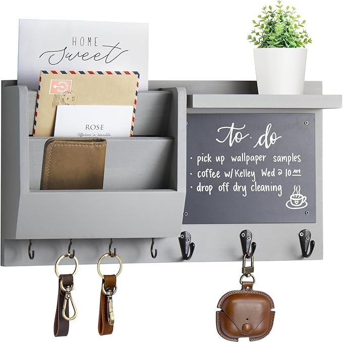 Ziivita Key Holder for Wall - Mail Holder Organizer Wall Mount with Shelf - Hanging Key Rack Hanger with Hooks Decorative for