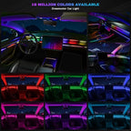 Dreamcolor Acrylic Interior Car LED Strip Light with Wireless APP, RGB 6 in 1 with 175 inches 593 LEDs Fiber Optic Strip Lights for Car, Music Sync Neon Car Ambient Neon Lighting Kits