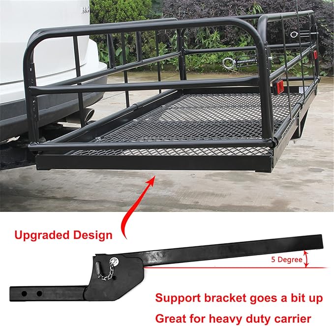 500 Lbs Heavy Duty Hitch Mount Cargo Carrier 60" x 24" x 14.4" Folding Cargo Rack Rear Luggage Basket Fits 2" Receiver for Car SUV Camping Traveling