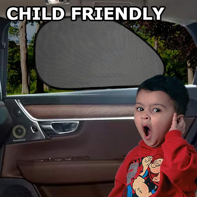 VaygWay Baby Window Sun Shade- Car Accessories Side Sun Visor- Kids Pets Seat 2 Pk- Sun Glare UV Rays Protection