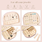 ProCase Travel Size Jewelry Box, Medium Portable Seashell-Shaped Jewelry Case, 2 Layer Jewelry Organizer in PU Leather for Wo