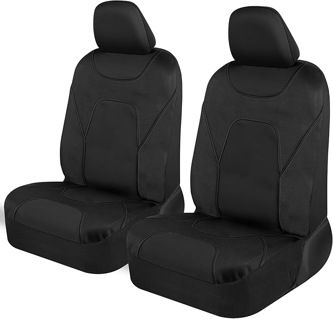 Motor Trend Waterproof Car Seat Covers Full Set – Black Seat Covers for Car Front & 60/40 Split Back Bench - Carseat Cover fo