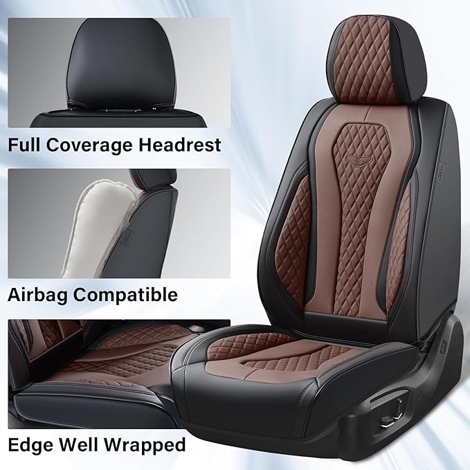 Coverado Car Seat Covers, Seat Covers Full Set, Coffee Car Seat Cover, Auto Seat Covers Front Seats Rear Seat Cover, Luxury C