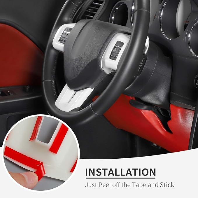Linskip Steering Wheel Trim Compatible with Dodge Journey 2013-2022 & Charger/Challenger/Durango/Dart 2009-2014, Journey Steering Wheel Cover, Journey Interior Accessories 3Pcs(White)