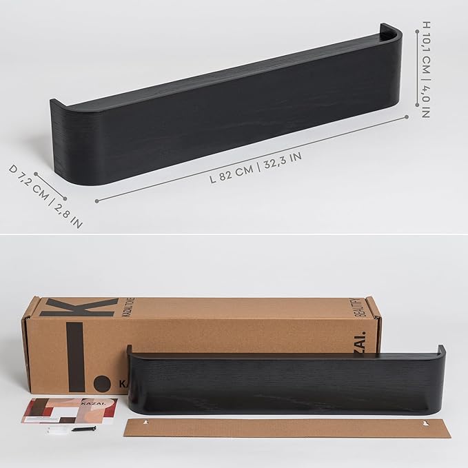 Kazai. Wall-Mounted Coat Rack 'Toke' - Modern Design Coat Rack with Hidden Wall Hooks - Solid Wood Veneer Panel Coat Hanger -