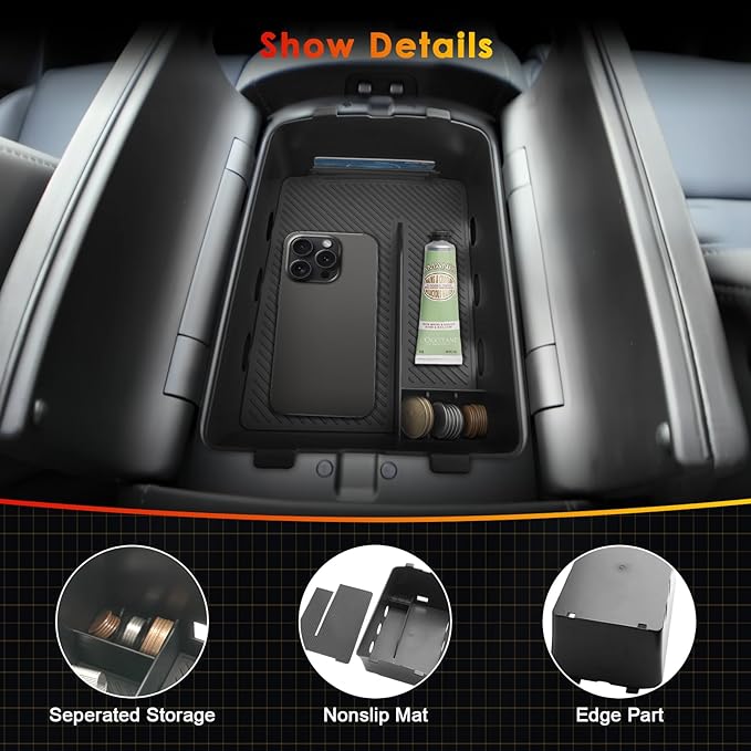 for 2026 Hyundai Palisade Center Console Organizer ONLY for 2026 Palisade Hybrid Calligraphy 7-Seater Armrest Box Secondary Storage Glove Box Accessories (2026 Palisade Lower Console Organizer)