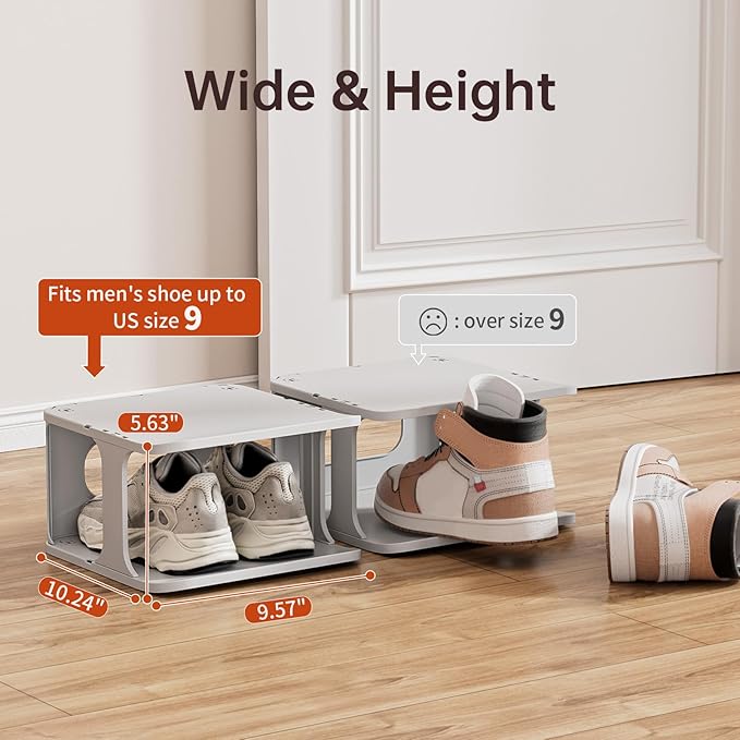 HAIXIN Shoe Rack for Closet - Stackable Shoe Organizer for Closet, Space-Saving Narrow Shoe Rack for Front Door Entrance, Gre
