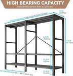 Heavy Duty Clothes Rack with Cover, Portable Wardrobe Closet with Magnetic Door & Black Steel Frame, Foldable Freestanding Ga