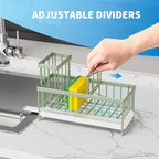 Cisily Sponge Holder for Kitchen Sink, Sink Caddy Organizer with High Brush Holder, Kitchen Countertop Organizers and Storage