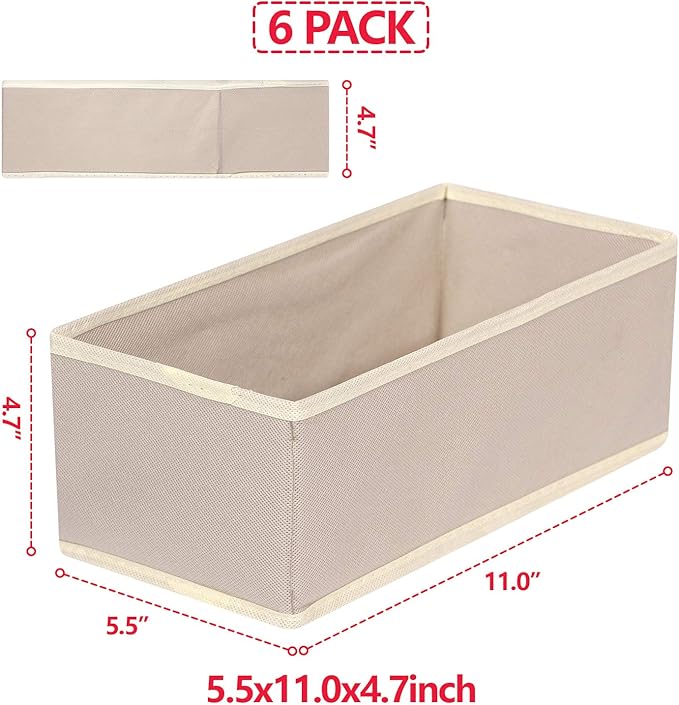 DIOMMELL 6 Pack Foldable Cloth Storage Box Closet Dresser Drawer Organizer Fabric Baskets Bins Containers Divider for Clothes