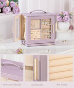 Homde Jewelry Box 360° Rotating, Necklace Earring Organizer with Transparent Window, Mirror, 7 Drawers, Large Ring Display St