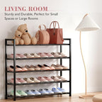 Bumusty 5-Tier Expandable Shoe Rack for Closet, 18“-33” Adjustable Shoe Rack for Small Space, Small Shoe Organizer for Front 