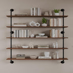 Floating Shelves for Wall Bookshelf Industrial Pipe Shelving Shelves 48 Inch 5 Tier Natural Wood Planks Rustic Wall Shelves H