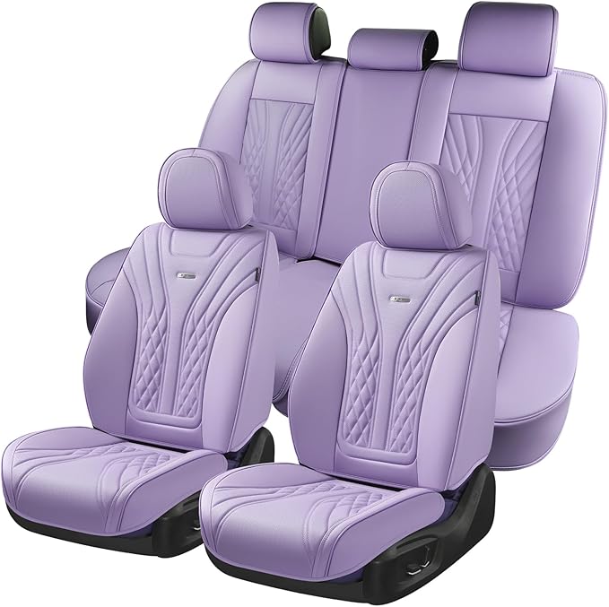 Coverado Car Seat Covers Full Set, 5 Seats Front Seat Cover and Back Seat Covers for Cars, Automotive Seat Covers Leather Wat