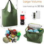 BeeGreen Dark Green Reusable Grocery Bags Bulk 10 Packs, Kitchen Reusable Shopping Bags 50LBS Large, Machine Washable Durable, Easily Foldable with a Storage Bag