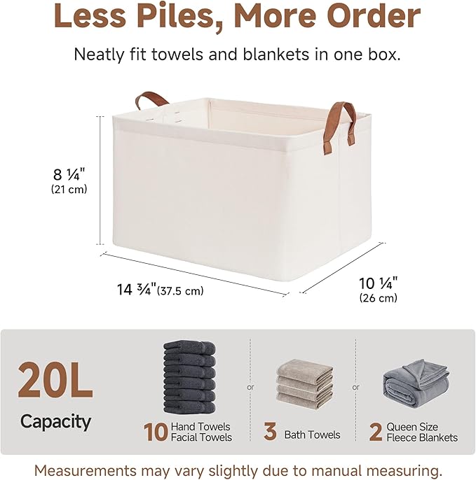 StorageWorks Closet Storage Bins, Storage Baskets for Shelves, Closet Organizers and Storage Bins with Metal Frame, Handles, 