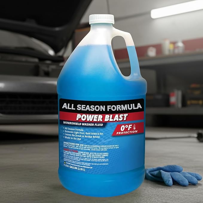 Power Blast Windshield Washer Fluid - All Season Formula, 0°F Protection | Removes Road Grime & Dirt, Ready to Use (1 Gallon)