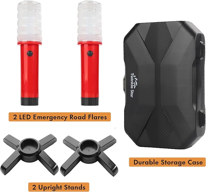 Twinkle Star Emergency Roadside Flares Kit LED Safety Strobe Road Warning Light Highway Beacon Alert Flare with Magnetic Base