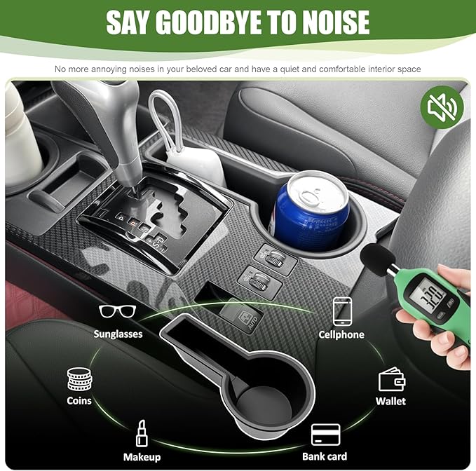 Upgrade Cup Holder Insert for 2014-2024 Toyota 4Runner Center Console Cupholder Coaster Liner Replaces Mat for 4 Runner Interior Accessories Black(Center Console Rear, 1PCS)