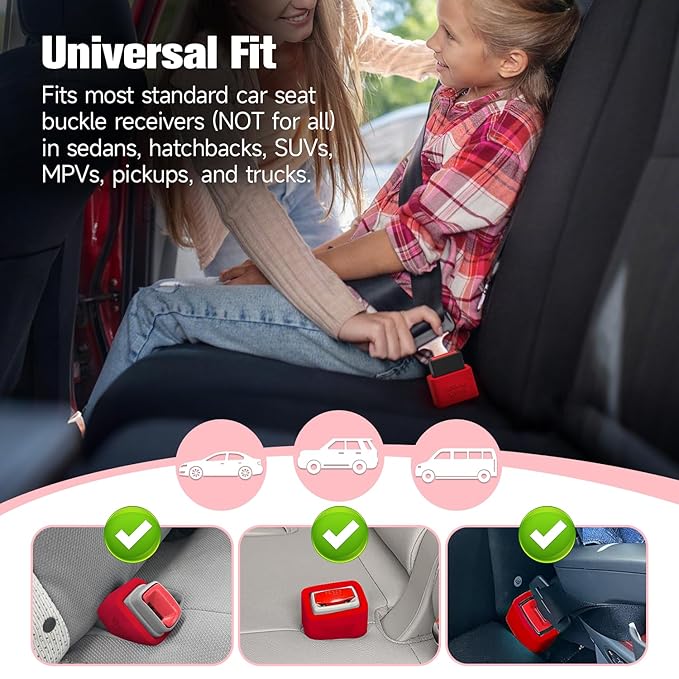 Morlike Silicone Belt Buckle Seatbelt Holder (RED)