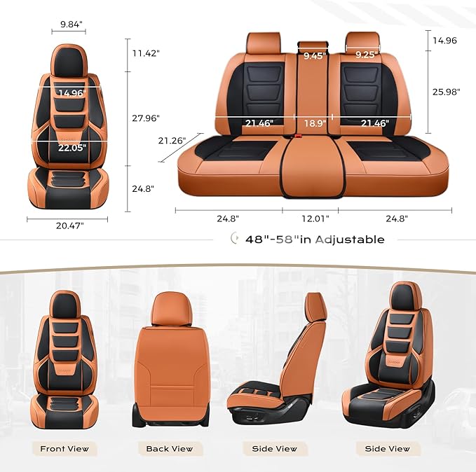 Coverado Car Seat Covers Full Set, Seat Covers for Cars, Front Seat Covers and Back Seat Cover Waterproof Leather Automotive 