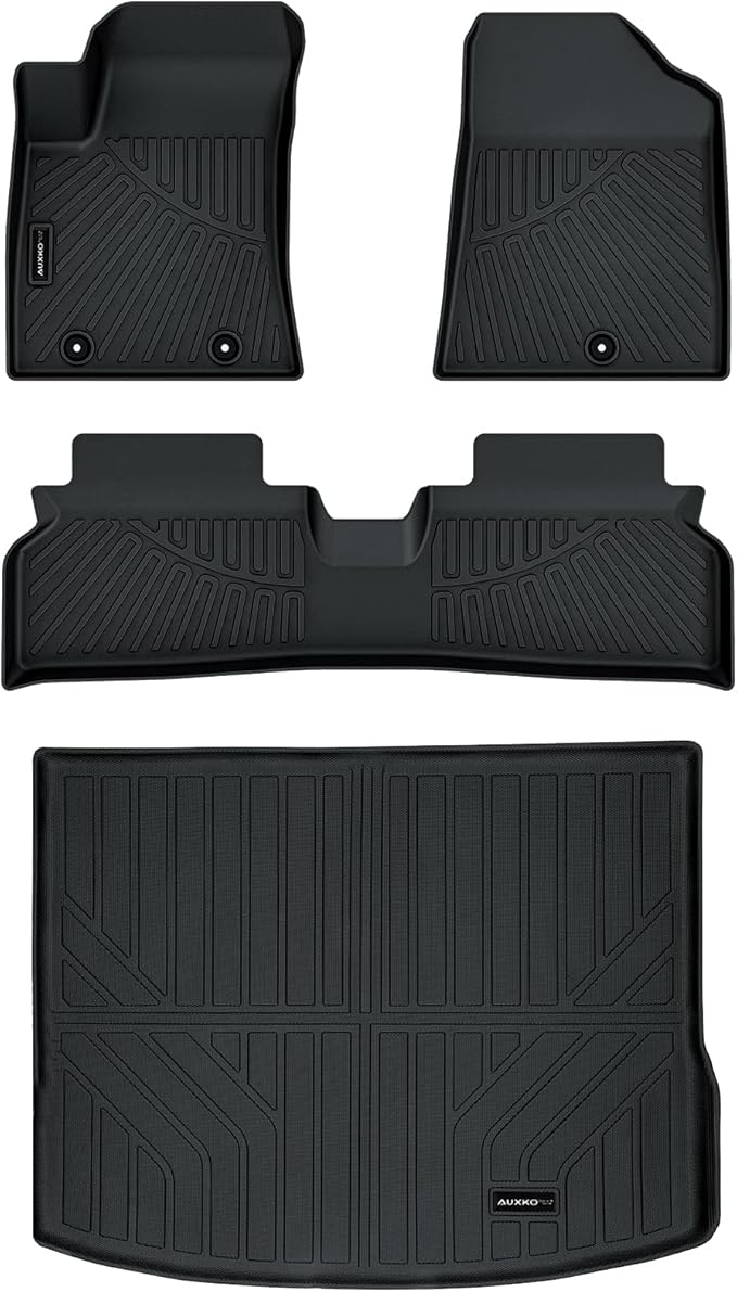 Auxko All Weather Floor Mats Cargo Mat for Hyundai Kona EV 2026 2025 2024 TPE Liners Accessories Guard Odorless Anti-Slip Floor Liners Trunk Liner Black