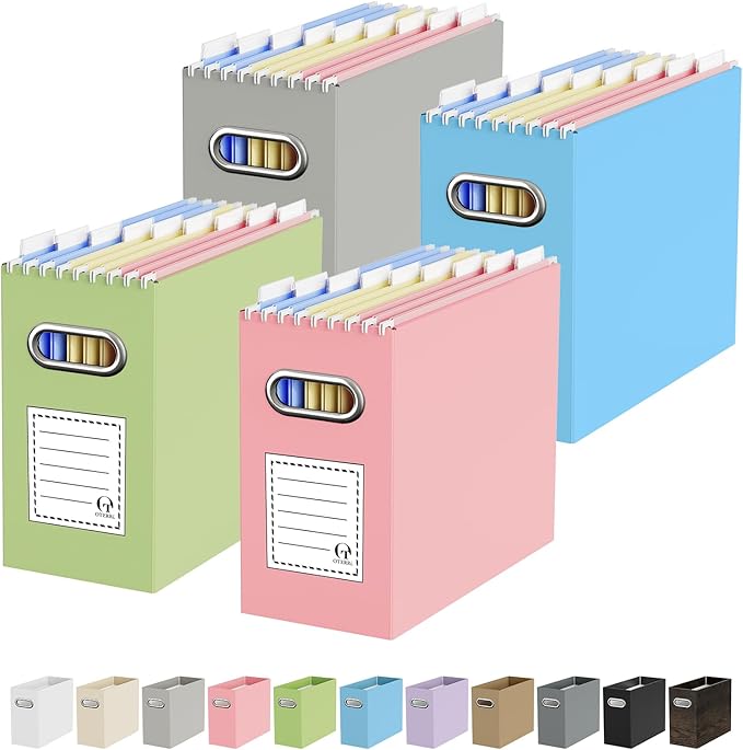 Oterri Cardboard File Organizer Box for Hanging File Folders Letter Size,File Box for Computer Desk,File Cabinet,Working Home