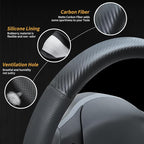 Carbon Fiber Leather Steering Wheel Cover for Tesla Model 3/Y 2016-2025 2026 Juniper/Highland, Non-Slip Breathable Steering Wheel Protector for Tesla Model 3/Y Accessories 2026