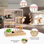 Godboat Jewelry Organizer - Earring Holder with 48 Holes, 6 Hooks Necklace Organizer, Bracelet and Ring Stand with Jewelry Bo