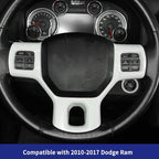 Hoolcar Interior Steering Wheel Cover ABS Trim for 2010-2017 Dodge RAM 1500 Accessories, White
