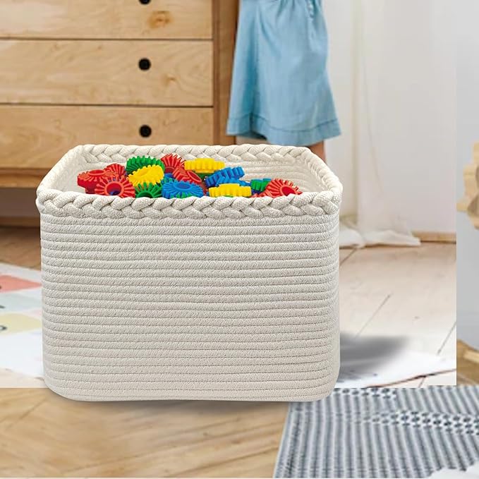 COMFY-HOMI 3Pack Small Woven Cotton Rope Basket for Organizing, Gift Baskets for Handles, Empty Gift Baskets, Medium Rope Bas