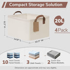 CHICVITA 4 Pack Storage Baskets for Shelves, Collapsible Fabric Closet Baskets for Organizing, Shelf Bins with Metal Frame, C