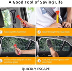 Safety Hammer, 10 Pack Car Emergency Escape Tool Car Window Breaker and Seat Belt Cutter with Light Reflective Tape for Famil