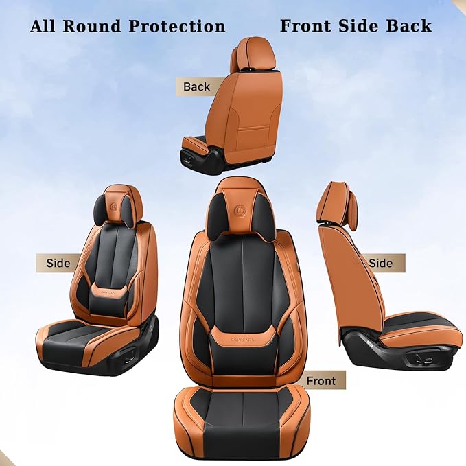 Coverado Universal Seat Covers Full Set, 5 Seats Universal Seat Covers for Cars, Waterproof Nappa Leather Car Seat Covers wit