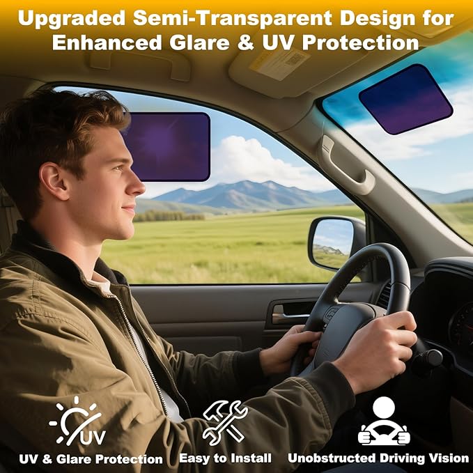 XCBYT Square Car Window Shades for Side & Windshield - 2 Pack Static Cling Driver Side Window Sun Shade, Glare Blocker Car Sun Shade with Durable Mesh & Dark PVC Film, Universal Fit (9.84" x 7.09")