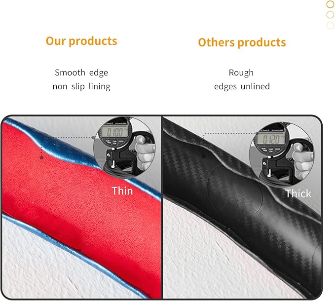 3 Piece Carbon Fiber Steering Wheel Cover,Car Steering Wheel Protector with Non-Slip Lining,Breathable Microfiber Universal for 14.5-15 inch,Blue